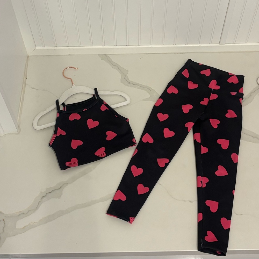 Beach Riot “Love Heart” Little Peppa High-Waist Legging + Matching Crop Top Kids